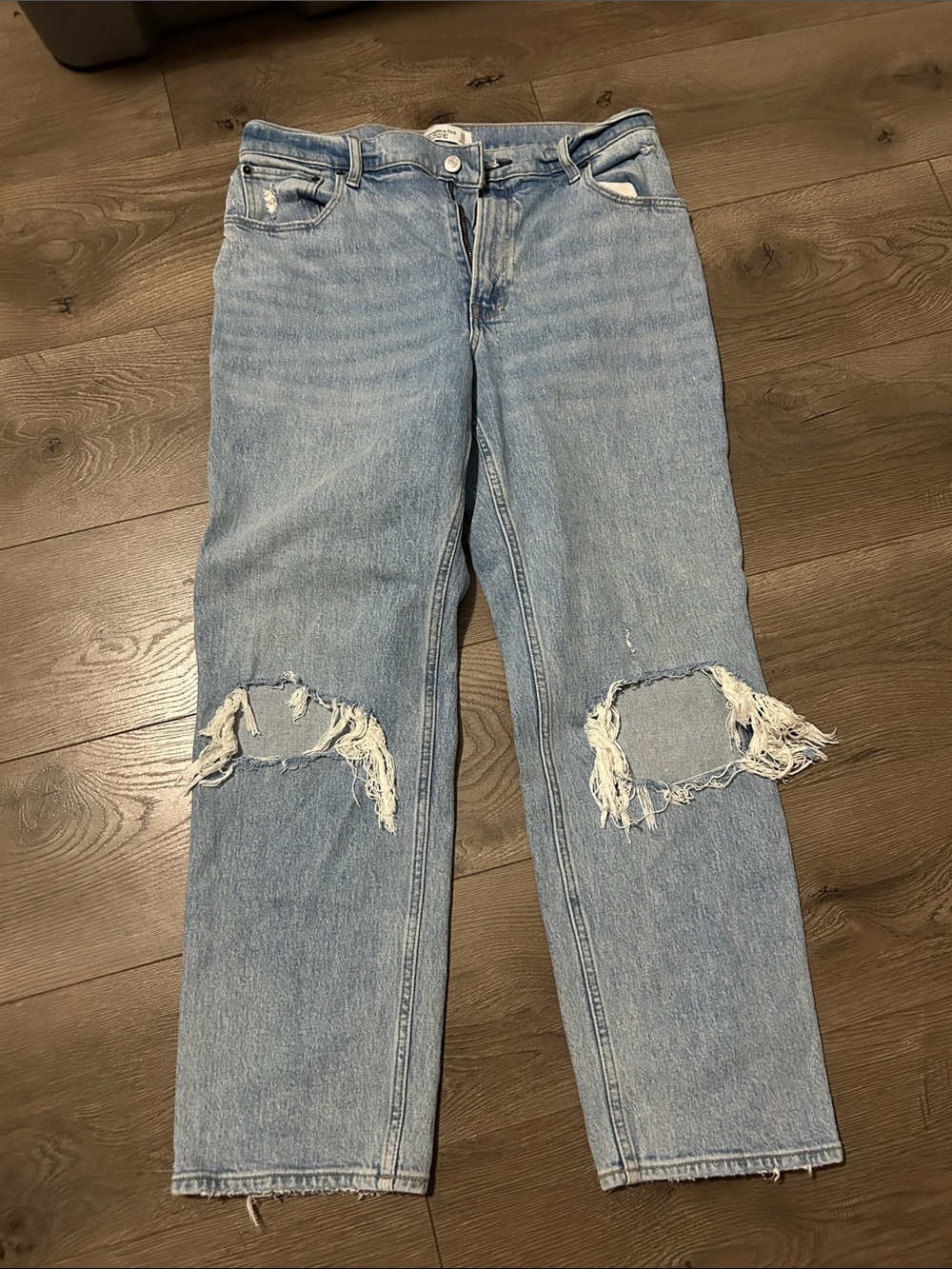 Abercrombie & Fitch Light Blue High-Rise Distressed Jeans